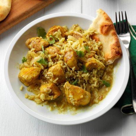 pollo con curry y arroz