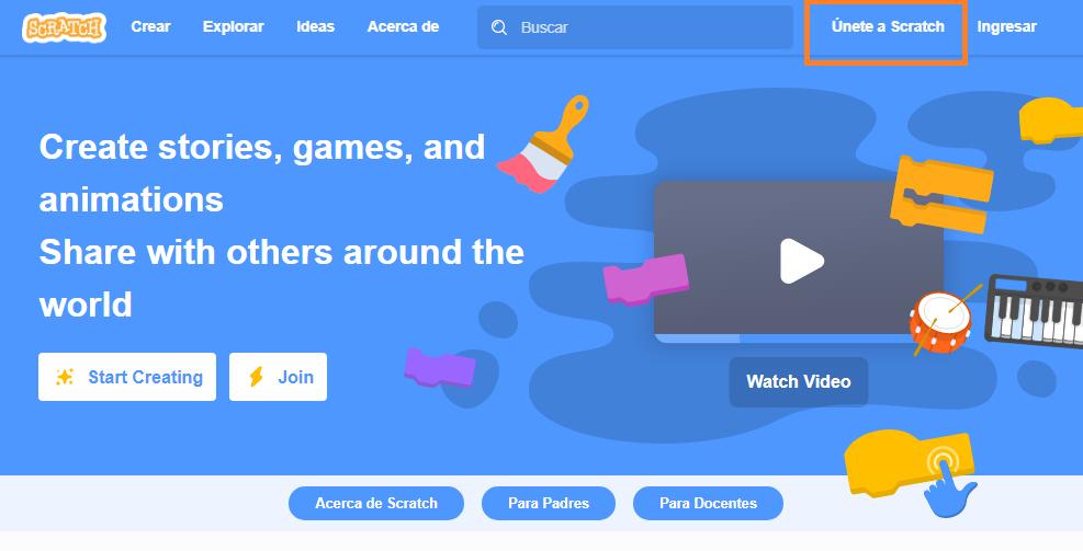 Crear una cuenta gratuita en Scratch