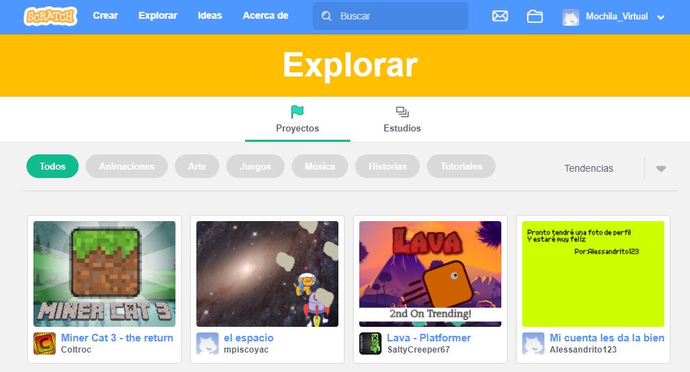 Explorar galería de Scratch.