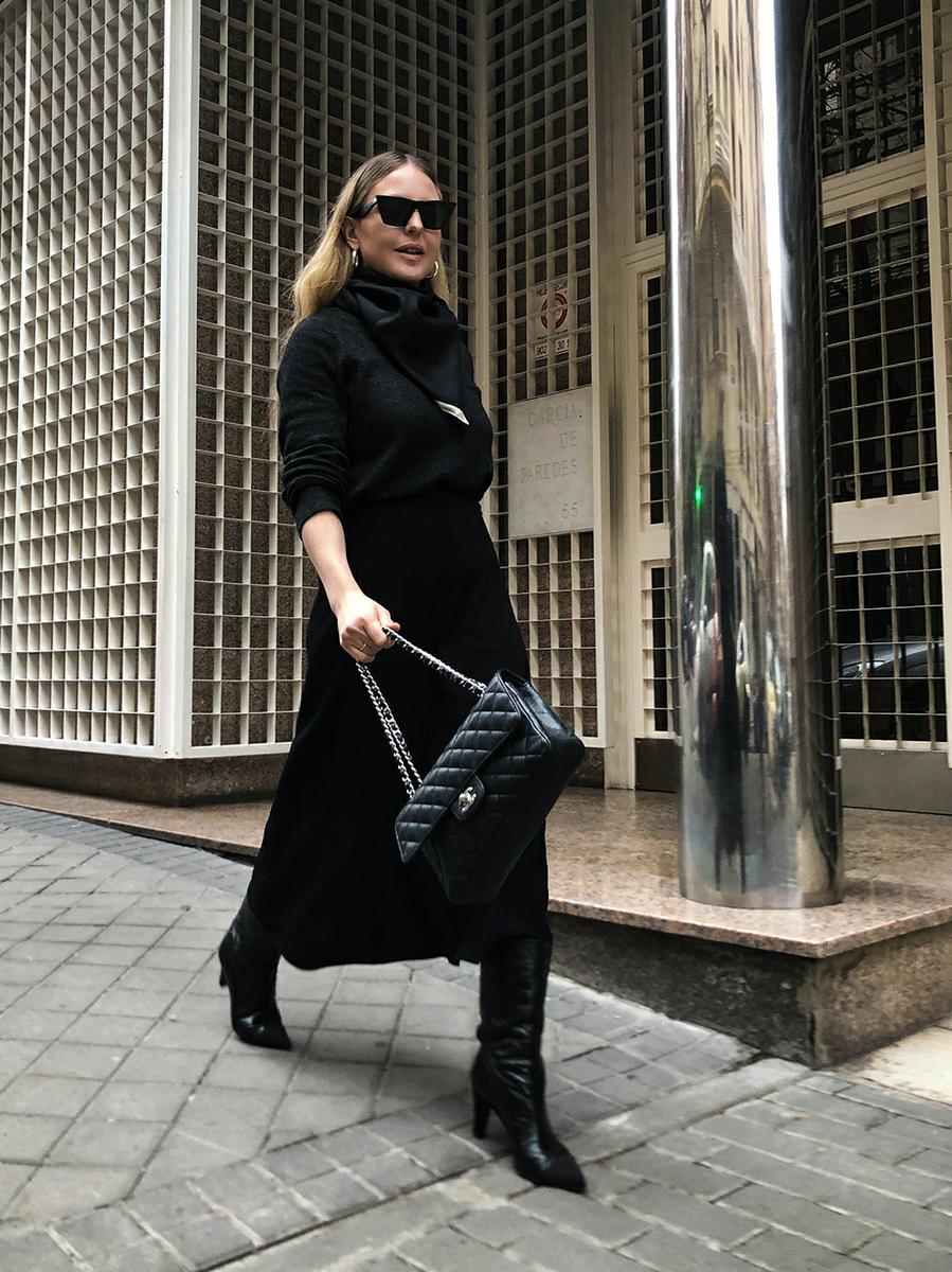 Trini | The Row skirt Chanel boots