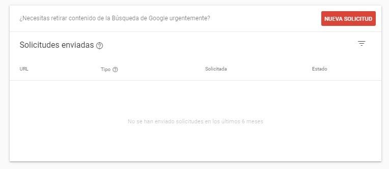 retirada urls search console