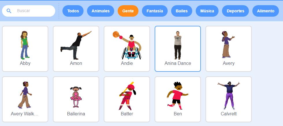 Selección de nuevo personaje de la galería.