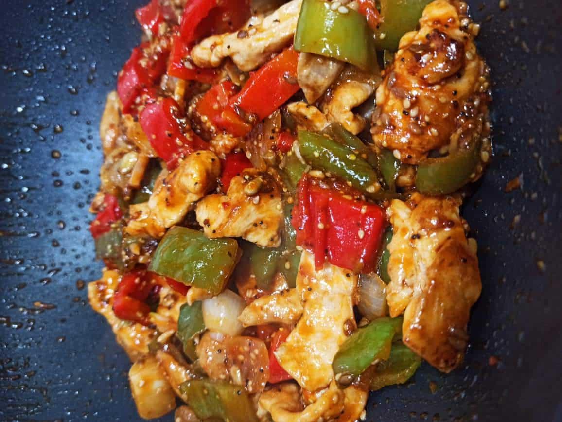 wok de pechuga y pimientos