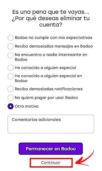Eliminar Cuenta Badoo