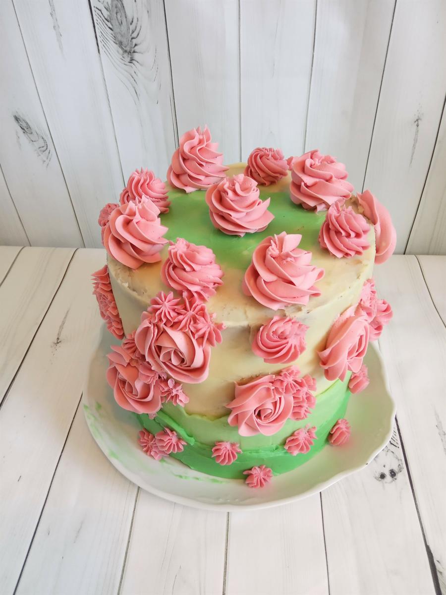 Tarta crema flores primavera