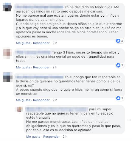 A favor de lugares libres de niños