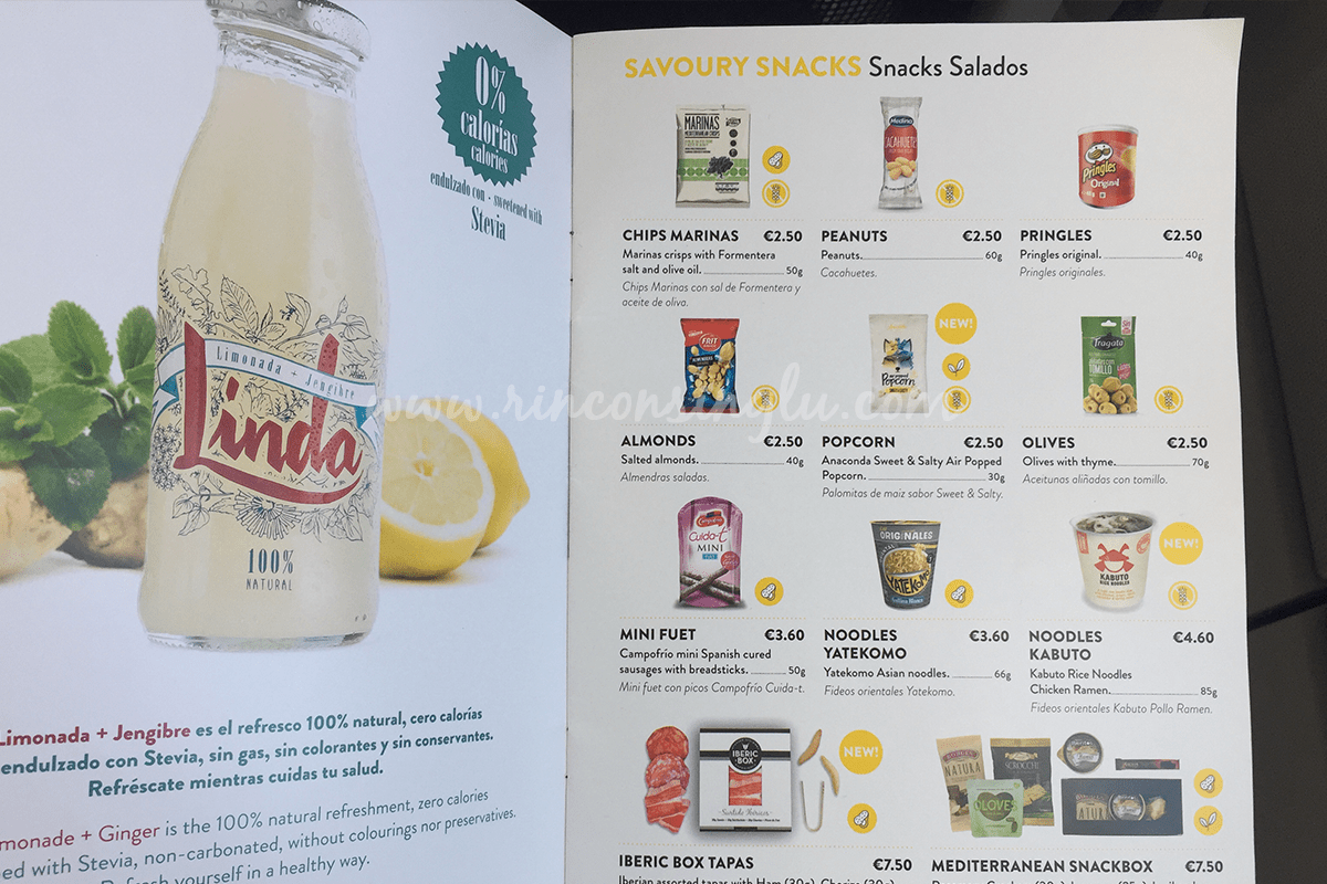 opciones sin gluten en aviones