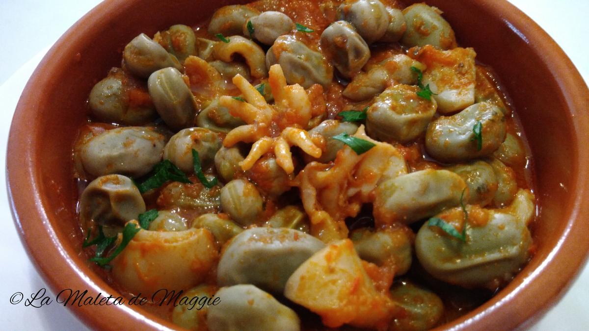 Habas estofadas con sepia