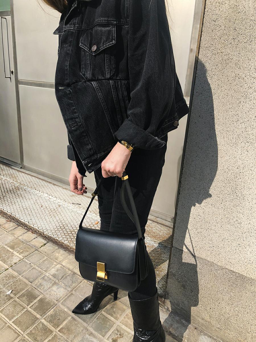 Trini | Balenciaga denim jacket Chanel boots