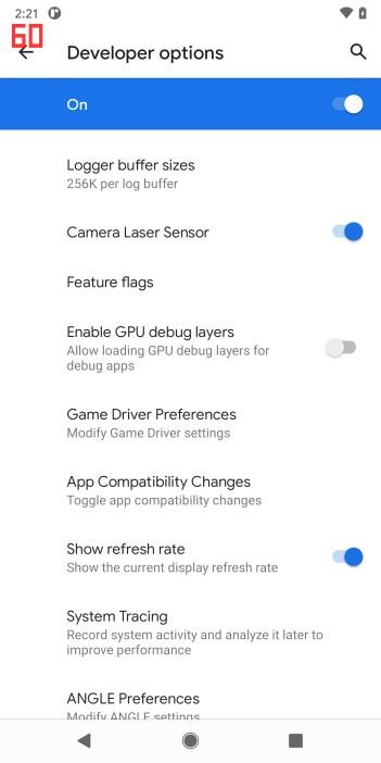 Beta de Android 11 - Tasa de refrescamiento