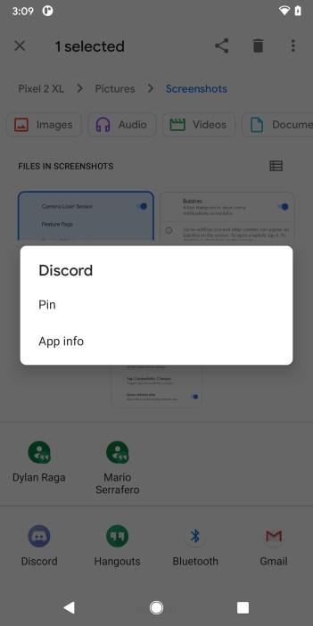 Fijar una app al menú de compartir