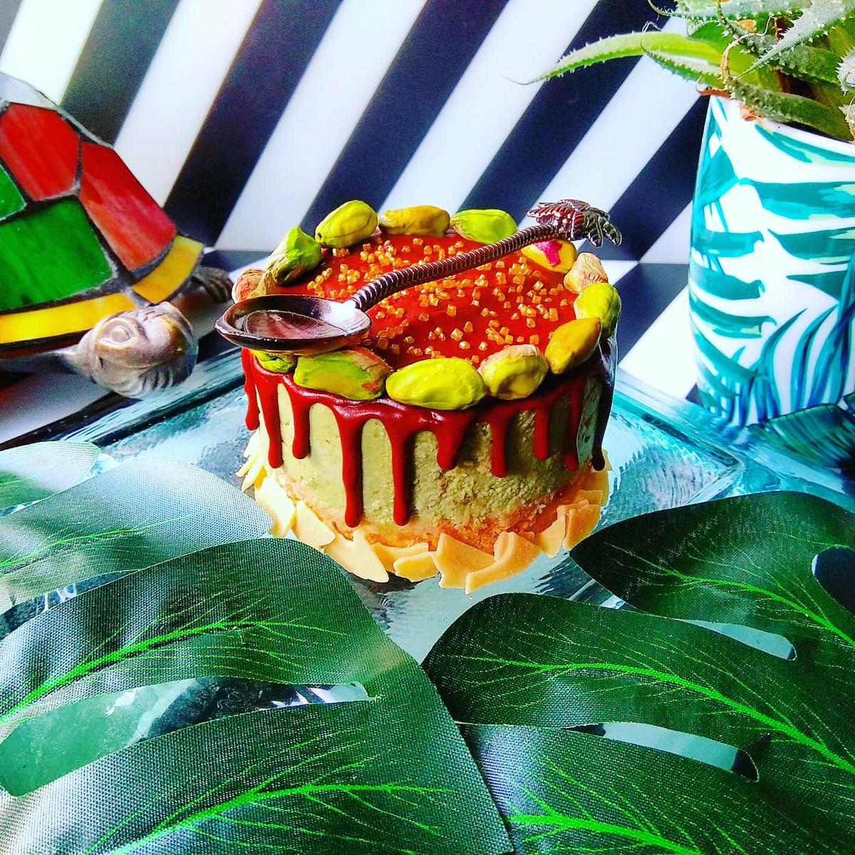 Tarta de té matcha y chocolate