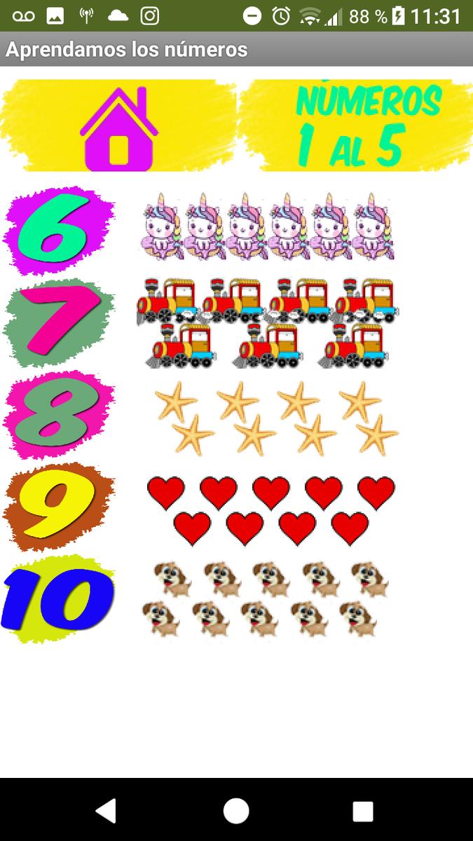 Aprender y jugar con los números del 6 al 10