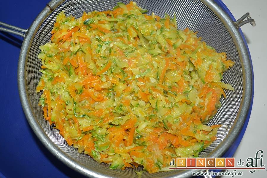 Albóndigas de verduras, cuando la verdura esté tierna ponerla a escurrir en un colador