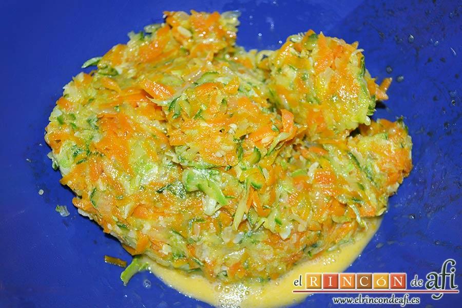 Albóndigas de verduras, verter encima las verduras