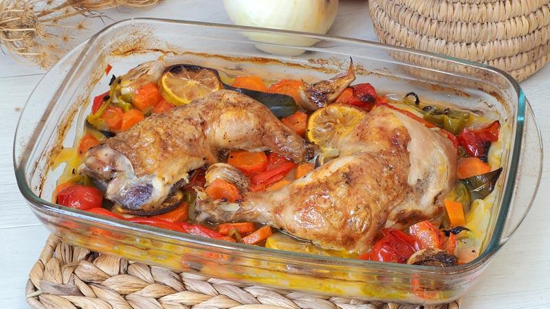 receta de pollo con verduras al horno