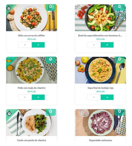 Ejemplos de recetas en Foodinthebox