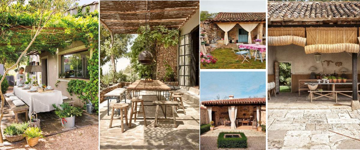 Mantos verdes y cortinas en el porche