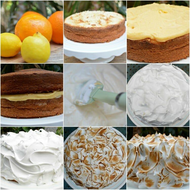 Tarta De Naranja Y Lemon Curd Vesrida De Merengue Collage 01