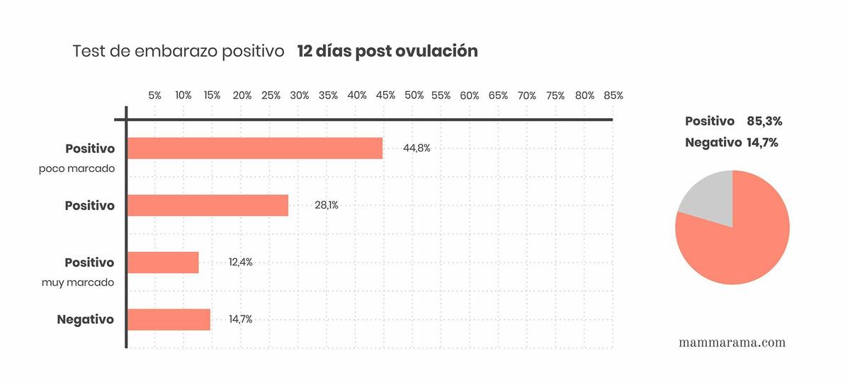 Test de embarazo positivo 12 DPO días post ovulación