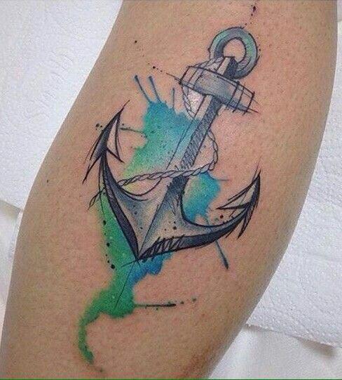 Tatuaje de ancla con salpicadura de pintura