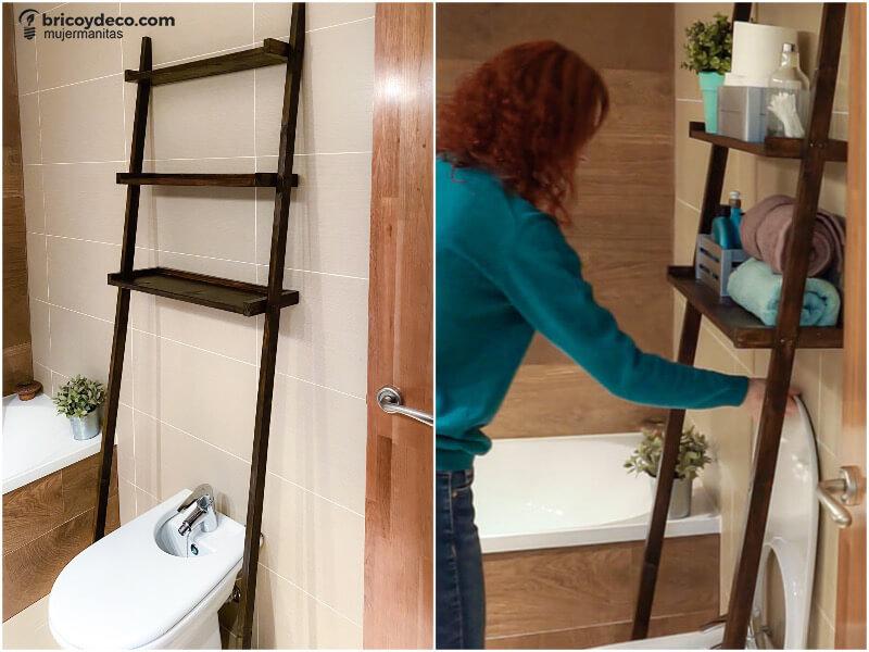 Cómo hacer una estantería escalera para el baño y protegerla con lasur