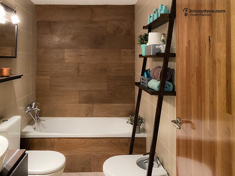 cómo hacer una estantería escalera para el baño