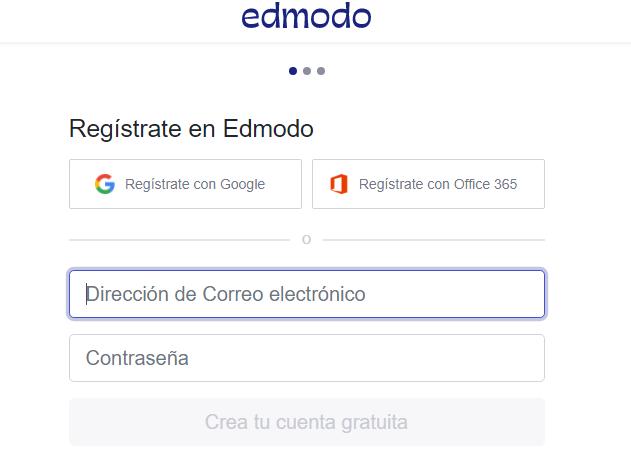 Registrar cuenta nueva en Edmodo con nuestro correo electrónico