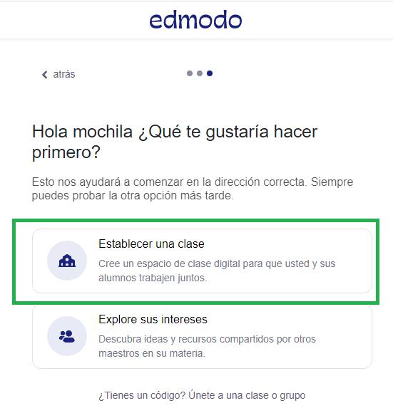 Crear una nueva clase en Edmodo.