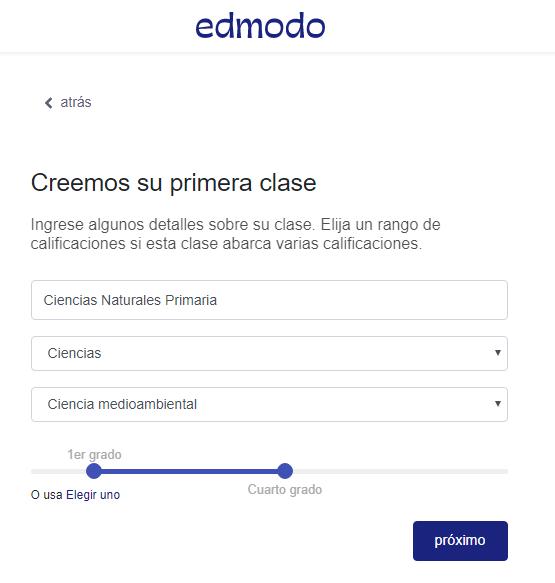 Datos de nuestra clase en Edmodo.