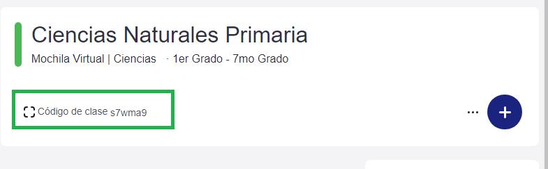 Código de clase en Edmodo.
