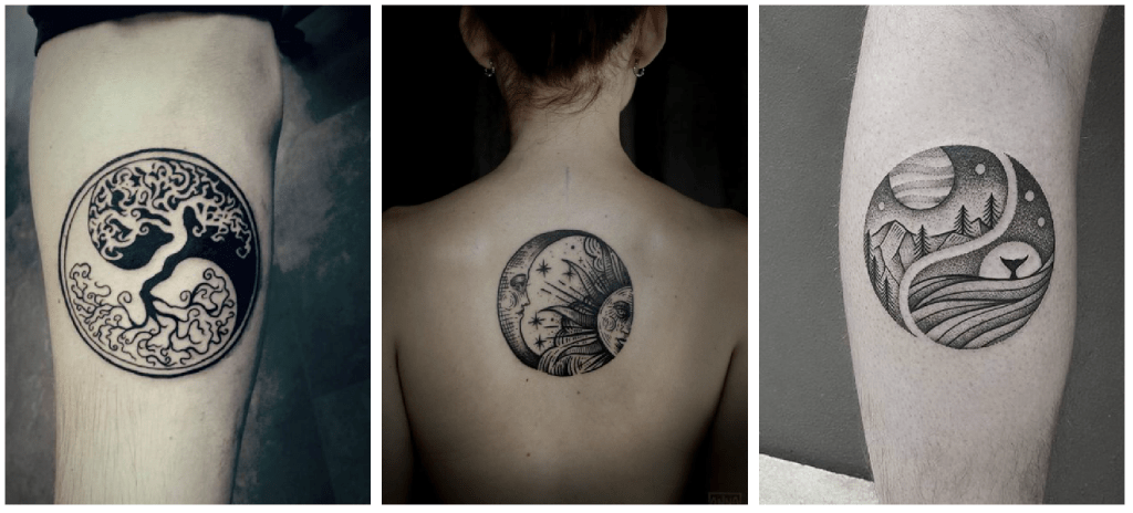 Tatuajes Ying Yang en Blanco y negro