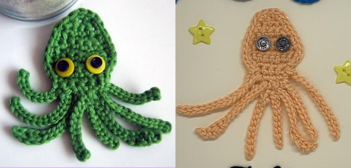 Apliques de pulpos en crochet