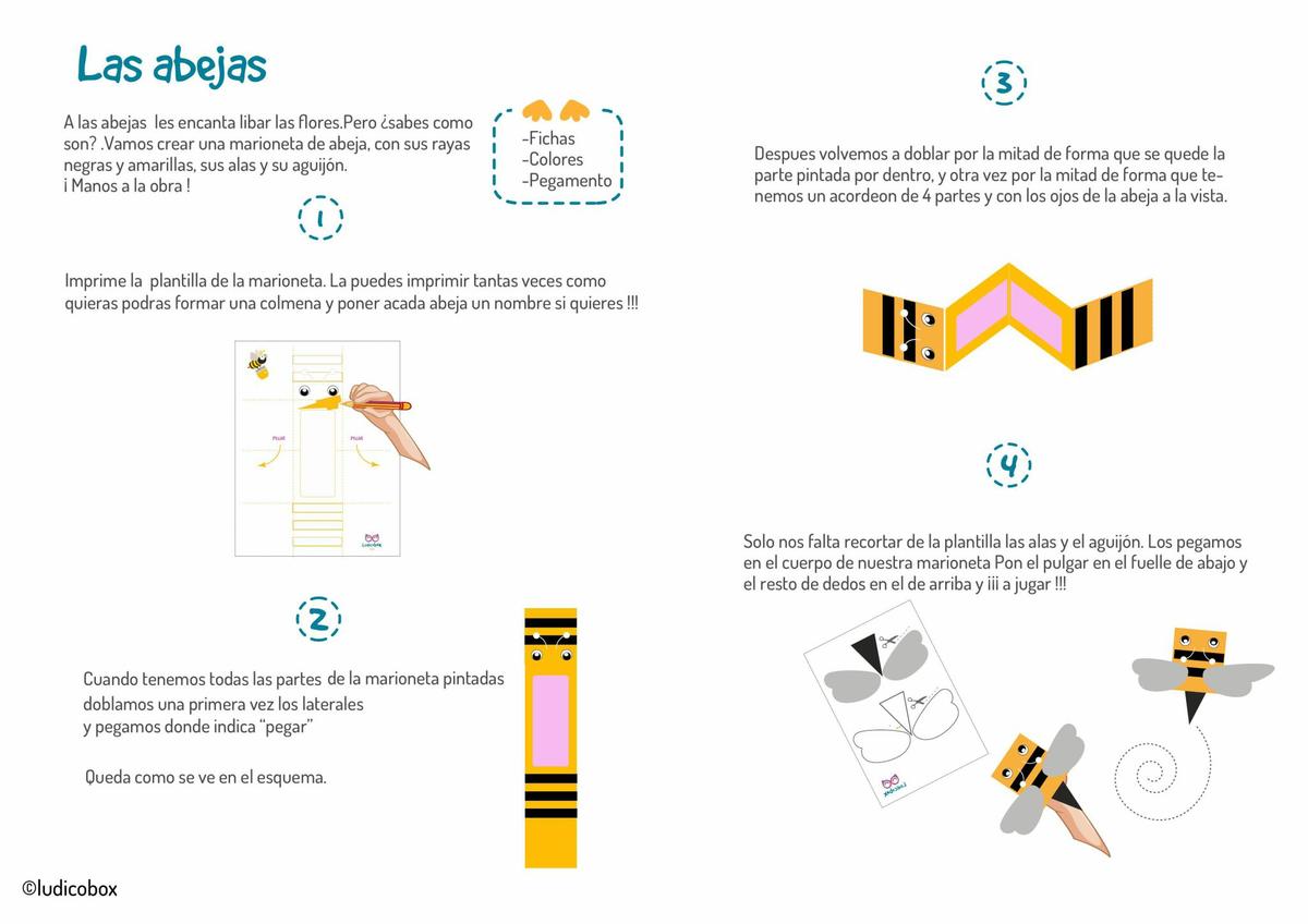 Marioneta abeja instrucciones