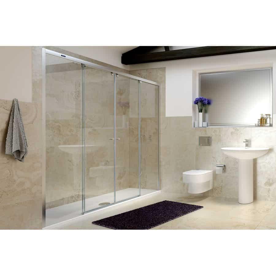 Mampara de ducha frontal 2 fijos + 2 puertas correderas - Plus Evolution - Duscholux