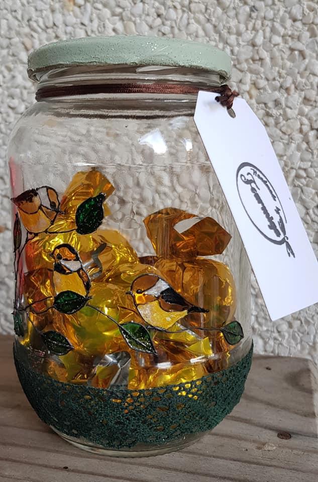 Pájaros vitral. Tonalidades en amarillo.