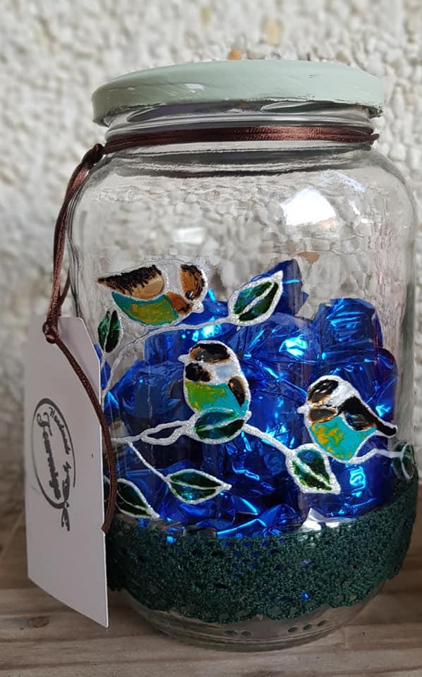 Pájaros vitral. Tonalidades en azul.