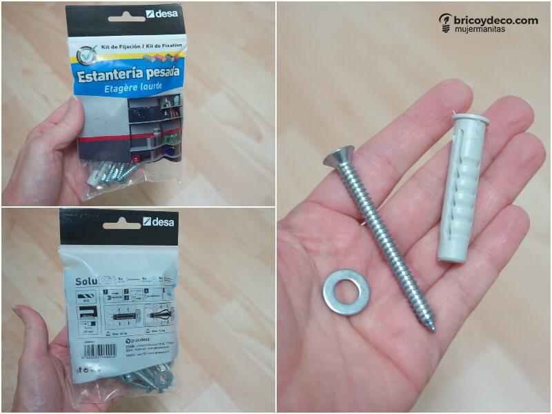 tornillería para fijar un mueble a la pared