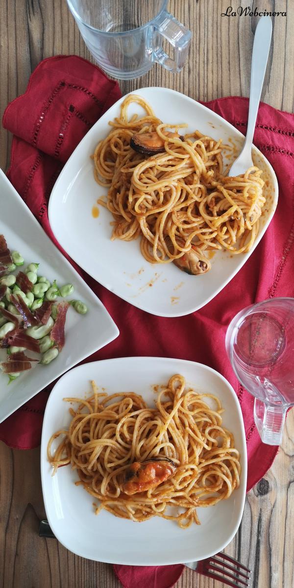 pasta con mejillones en lata