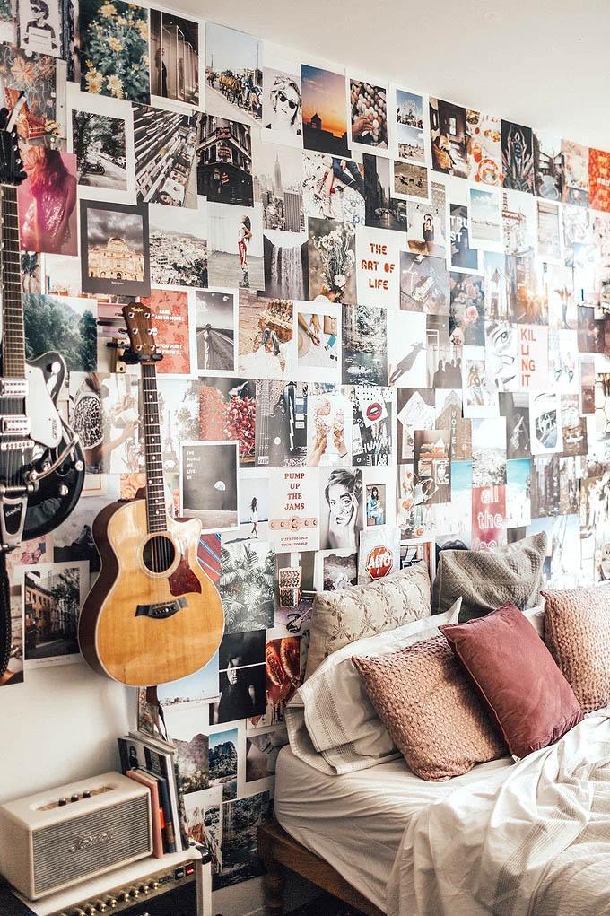 ¡Ideas baratas para decorar tus paredes! Crear un collage de fotos en la pared da un aire joven a tu espacio.