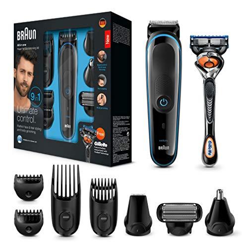 Braun 9 en 1 MGK3085 - Corta Barbas hombre Todo en 1 Recortadora Barba, Depiladora Masculina, Máquina Cortar Pelo, Cortapelos Nariz y Orejas