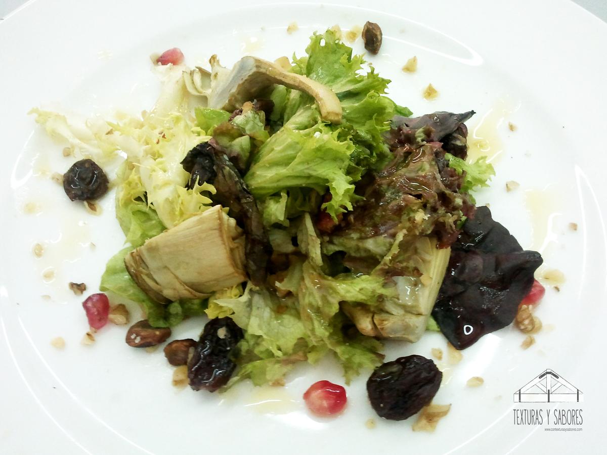 ensalada de alcachofas con vinagreta de miel