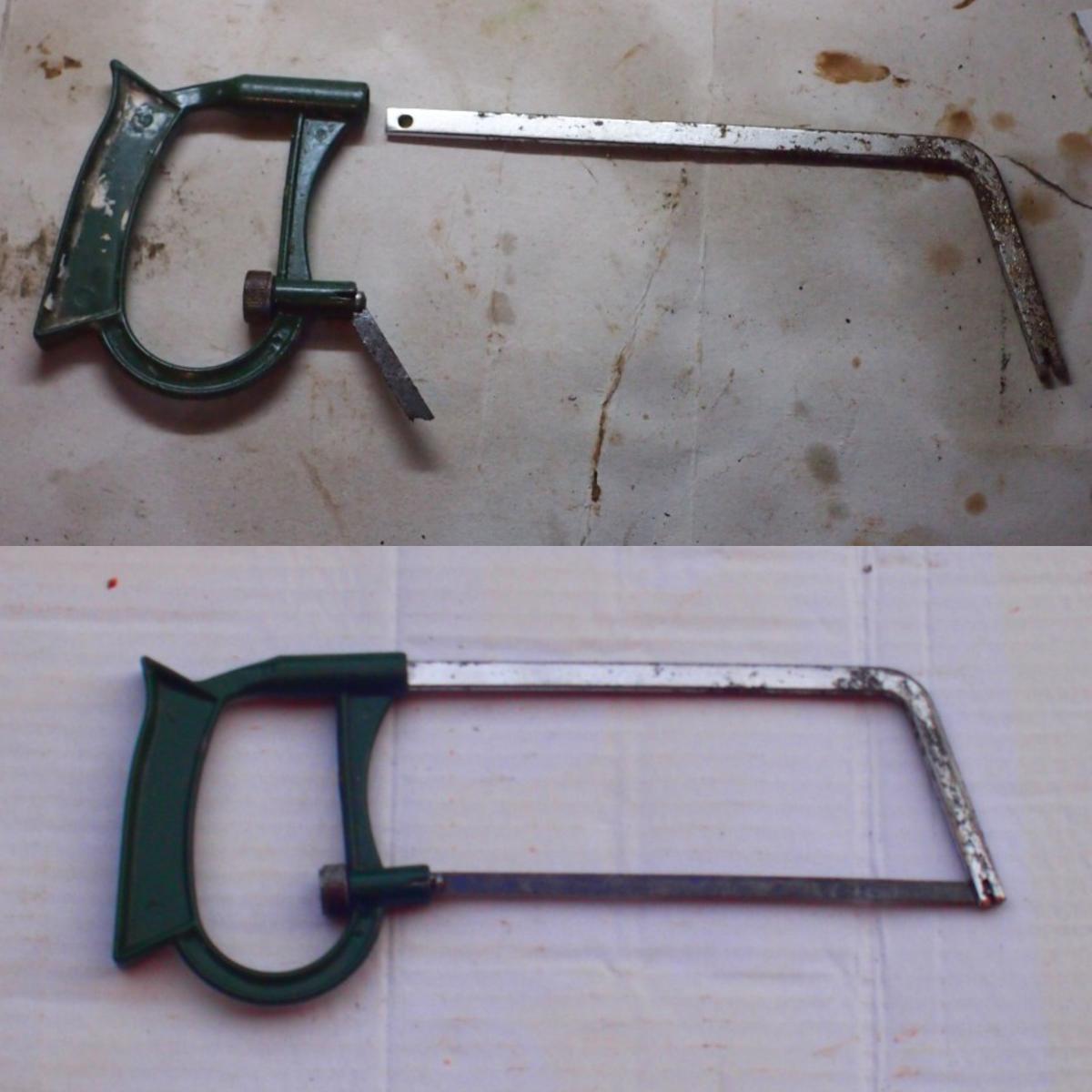 Antes y despés de una segueta restaurada