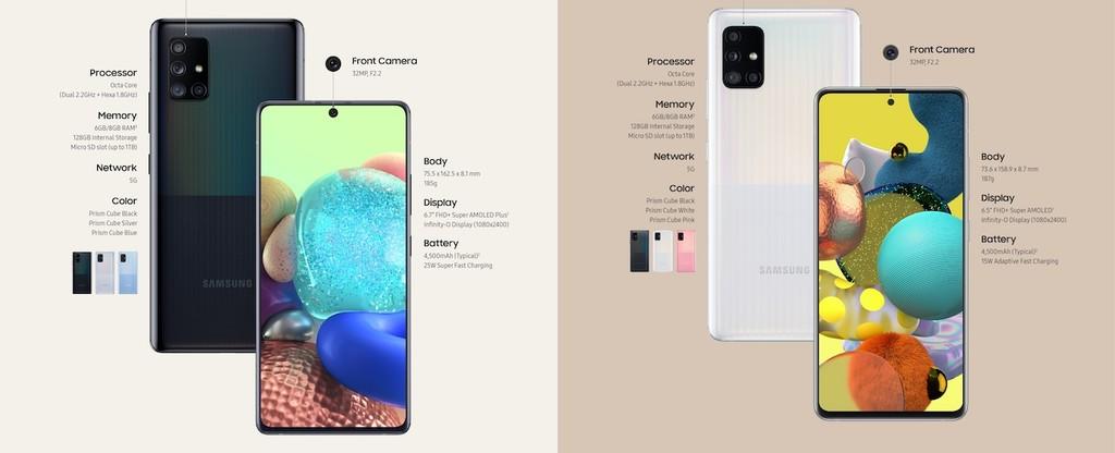 Samsung Galaxy A71 y Galaxy A51