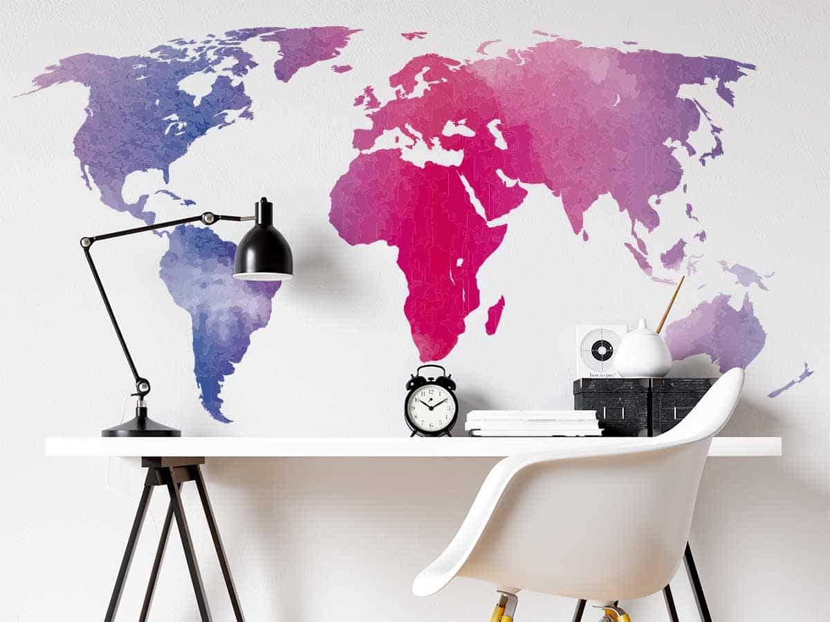 Adhesivo Crea Vinilo decorativo mapamundi acuarela creavinilo Colombia bogota cali medellin