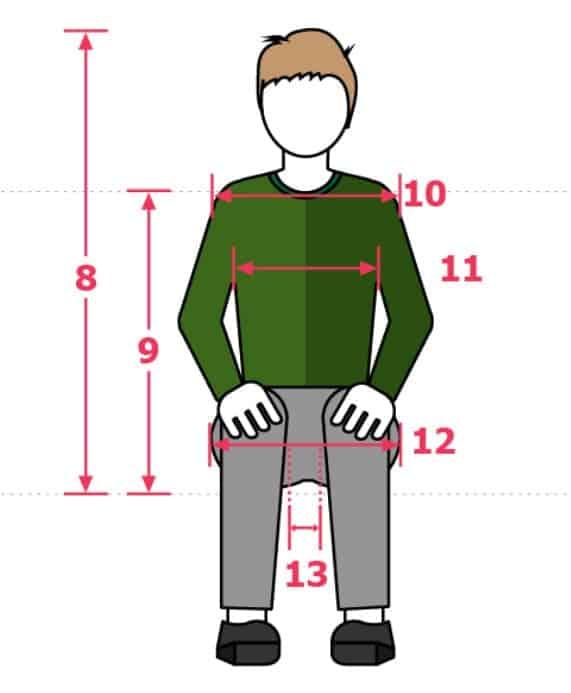 figura con mediciones en silla de ruedas