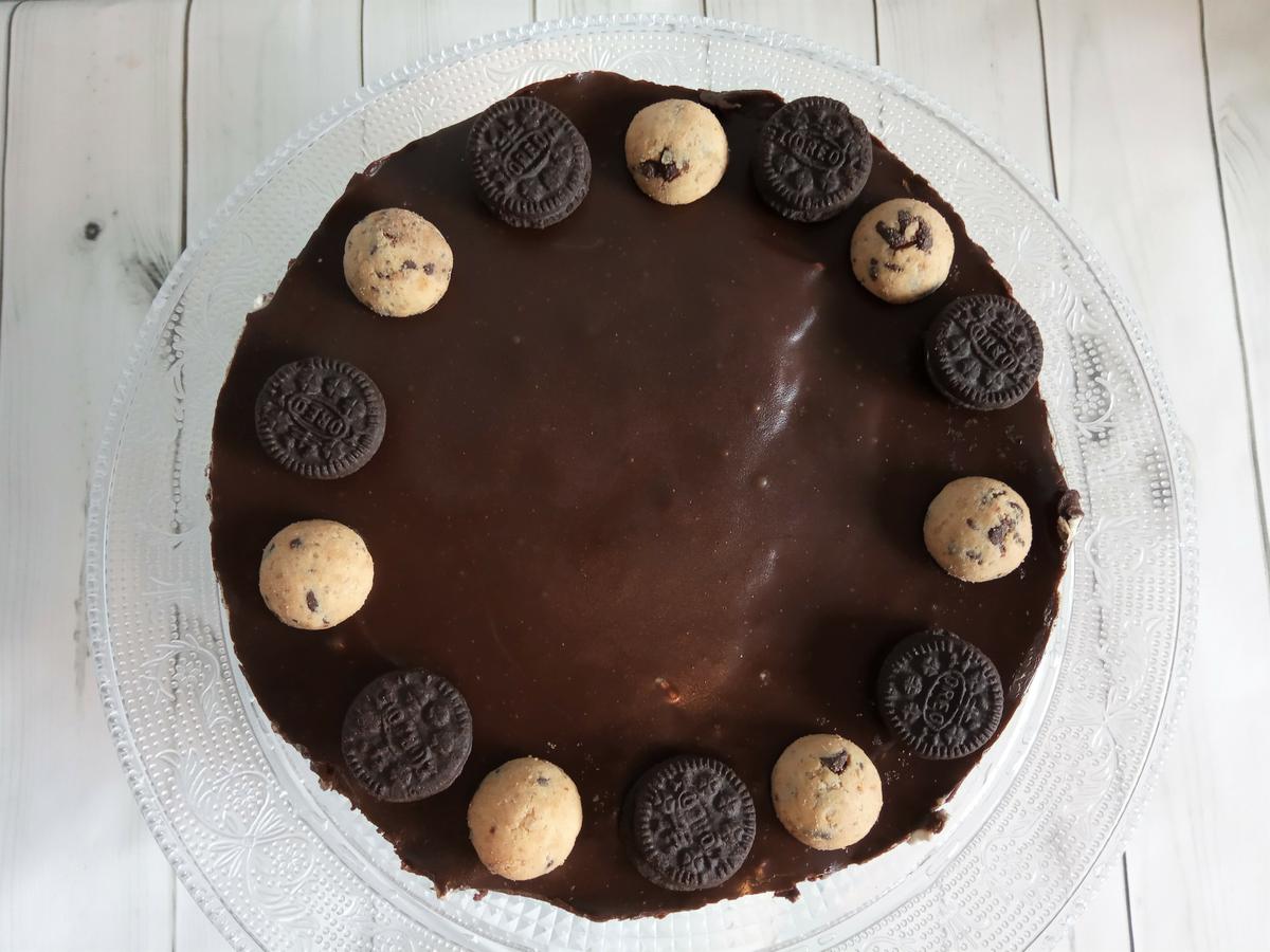 Vista cenital tarta oreo