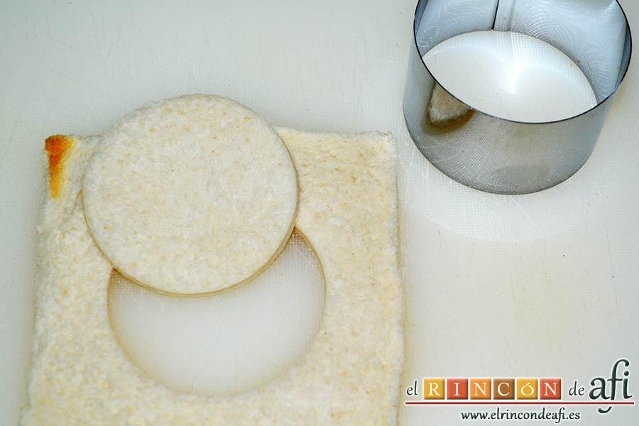 Mozzarella en carroza, usa un aro o cortapastas