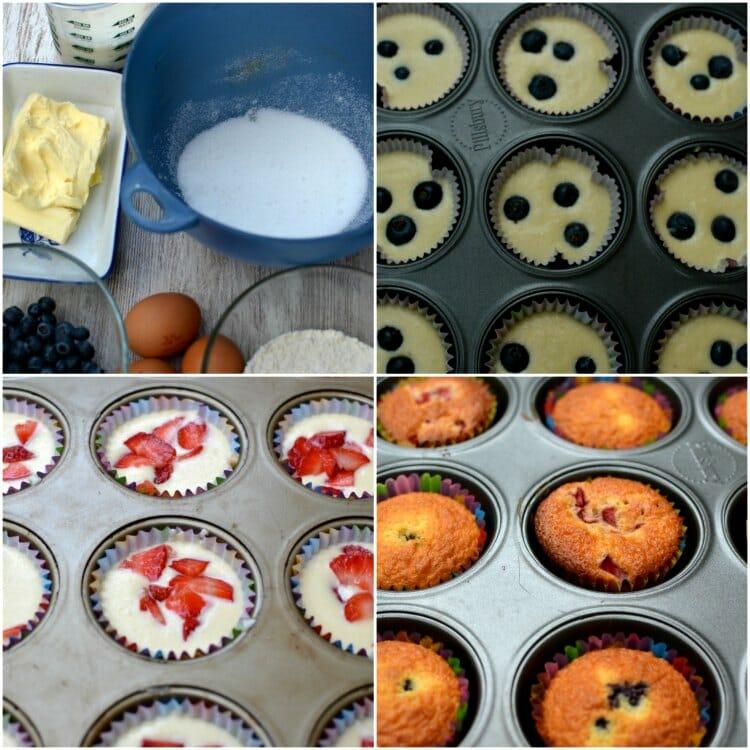 Deliciosos bizcochitos con arándanos y con fresas