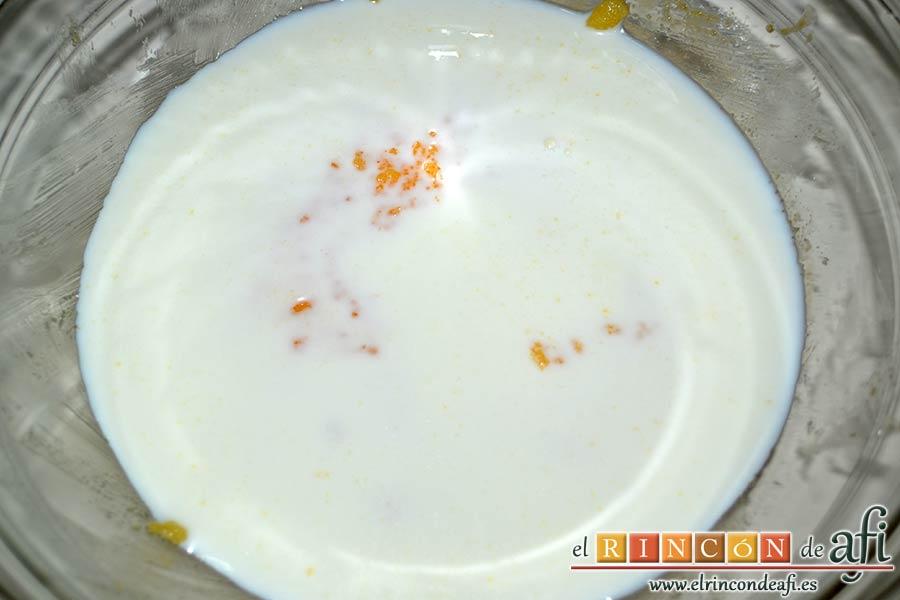 Bizcocho hormiguero, añadir la leche